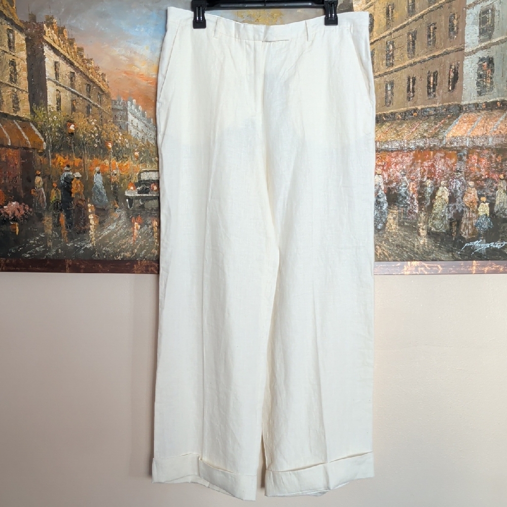 NWOT Valentino Jeans Elegant Cream Wide-Leg Linen Pants
